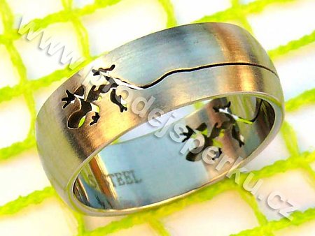 Ocelový prsten ještěrka