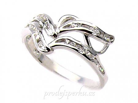 Prsten stříbrný Ag 925/1000 se zirkony + Rh
