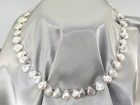 Náhrdelník ploché duhové perly