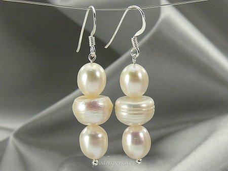 Náušnice bílé nepravidelné perly