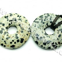 Přívěsek donut na kůži - Jaspis dalmatin